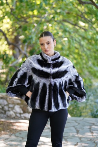 Genuine rex rabbit fur cape - rabbit,