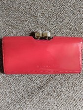Ted Baker Red Leather Zip Charm Matinee Purse Original