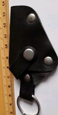 VINTAGE Old Keyring Leather Look Black Gun Holster Side Arm Storage 