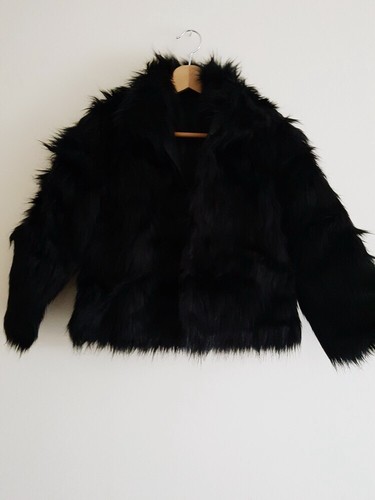 Black faux fur - , slightly