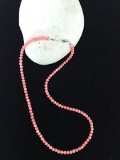 Genuine Pink Coral Beads 4mm - Women Necklace - 925 Sterling Silver Free UK P&P