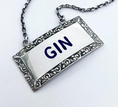 Gin silver decanter label - decanter,