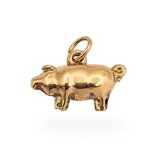 9ct Gold Puffy Pig Charm
