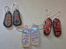 THREE SETS of Dichroic Glass  Earrings at GREAT PRICE! Lovely little collection