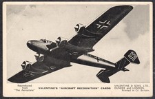 Blohm und Voss Bv142. Troop Transport Valentine's "Aircraft Recognition" Card