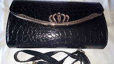Black Imitation snake skin Leather handbag