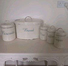Country Kitchen Retro Cream Storage Canisters Bread Biscuits Tea Coffee & Sugar