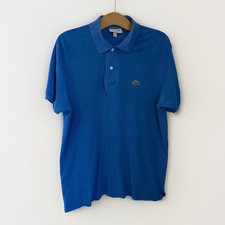 LACOSTE Men's Size5  Large 1/4 Buttoned Short Sleeve Blue Polo Golf Shirt