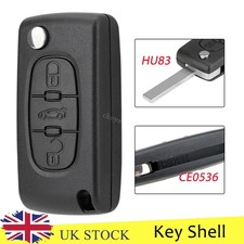HU83 CE0536 Flip Key Fob Case 3 Button For Peugeot 107 207 307 Citroen C4 Van UK