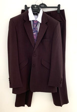 WILLIAM HUNT SAVILE ROW LONDON DESIGNER PLUM MEN’S WOOL 2 PEICE SUIT SIZE 42