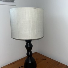 Bedside Table Lampshade Dark Brown Wood cream lamp shade
