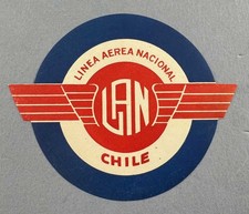 LAN Chile Vintage Original Airline Luggage Label Baggage Linea Aerea Nacional 