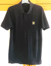 Belstaff Men's Black Cotton Pique Phoenix Badge Polo Shirt Size M
