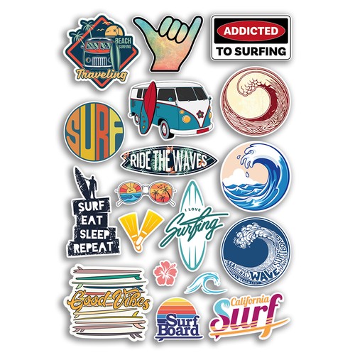 Sticker sheet surfing vinyl - a4,