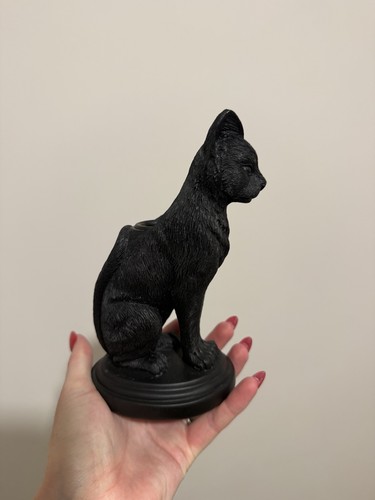 Black cat altar candle holder - black,