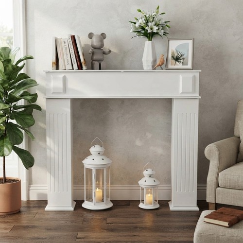 Elegant white wooden fireplace - elegant,