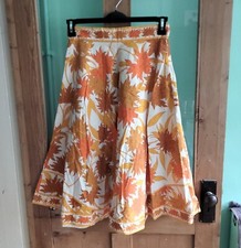 Vintage 1960s 70s Emilio Pucci yellow orange autumn leaf flared skirt 8 10 12