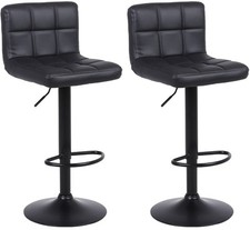2 X Bar Stools Faux Leather Kitchen Breakfast Bar GREY,  BLACK, WHITE