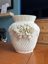 Ivory ceramic vase with - ivory, floral