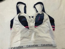 2 X Pack Bras M&S Calvin Klein Blue White Sports Bras  Size 32A/S