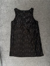 Black Sleeveless Sequin Bow