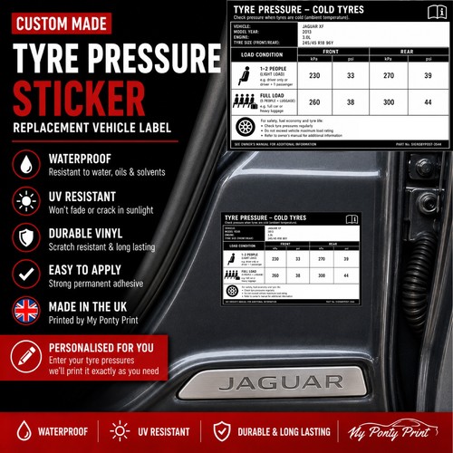 Custom tyre pressure sticker - pressure,