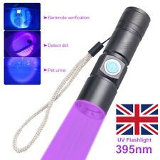 USB Rechargeable 395 LED UV Torch Flashlight Light Ultra Violet Blacklight Zoom