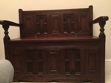 old charm oak furniture dark oak - ottoman 2 seater 