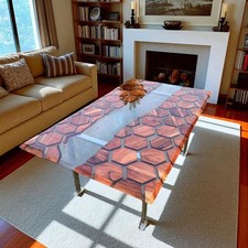 Clear Epoxy Hexagon Dining