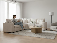 Cream Corner Sofa Bed 5 Seater