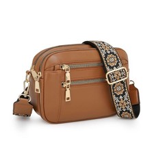 Women Shoulder Bag High-Quality Leather Bag Ladies Wide Strap CrossBody Handbag