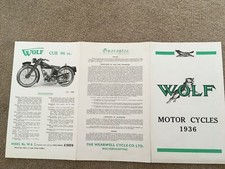 WOLF  Motorcycles Range  98cc- 250cc + prices - scarce  Sales Brochure 1936