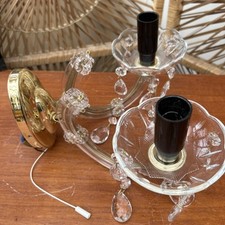 Italian Double wall light pull switch Cut Glass Droplets Rococo Crystal Style