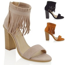 NEW WOMENS ANKLE STRAP FRINGE
