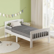 Junior Wooden Bed Toddler Solid Pine Wood Children's Kids Bed Frame White