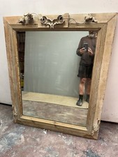 19th Century Stripped Pine Mirror with gesso traces