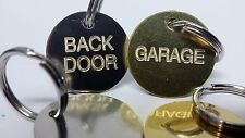 Engraved Key Label Fob Tag - Shed Garage Front Back door Gate etc. Brass Steel