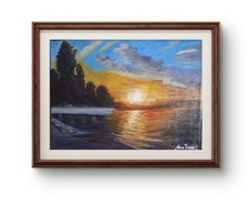 Modern Mountain  Sunset Art
