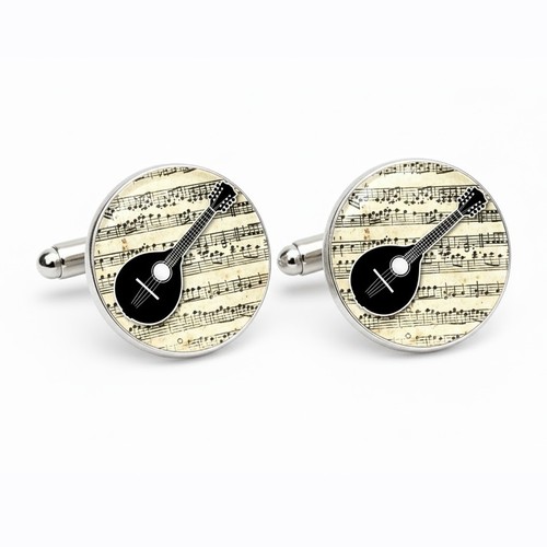 Mandolin cufflinks musical - cufflinks,