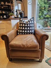 Lovely Characterful Vintage Rustic Real Leather Laura Ashley Burlington Armchair