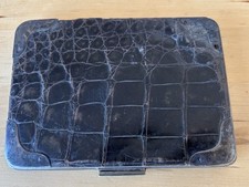 ANTIQUE VICTORIAN STERLING SILVER MOUNTED CROCODILE SKIN WALLET, BIRMINGHAM 1898
