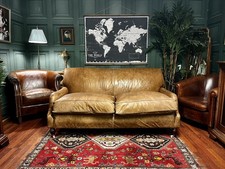 Andrew Martin Aniline Tan Leather Sofa