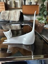 Vintage 1950s Royal Dux Porcelain Cat In White By Jaroslav Jezek