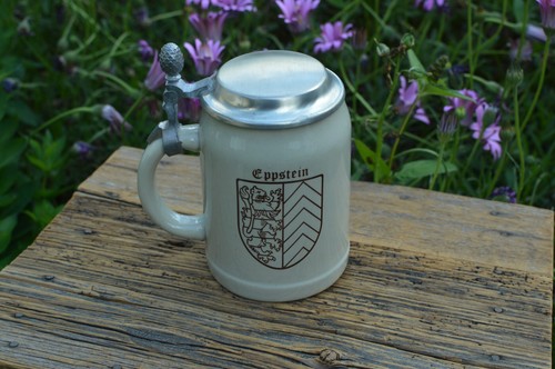Vintage pewter lidded ceramic - vintage,