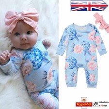 Newborn Infant Baby Girl Cotton Linen Lace Bow Romper Jumpsuit+Headband Clothes