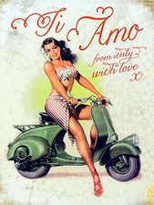 Italian Girl scooter Retro Metal Plaque/Sign Pub, Bar, Man Cave Novelty Gift