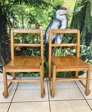 Vintage Pair Of Wooden Stackable  Children's School Chairs