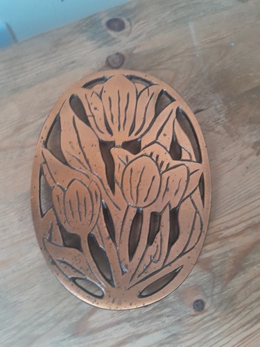 Vintage cast metal trivet - vintage,