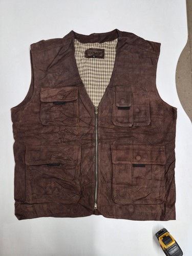 Vintage leather waistcoat - , 46"