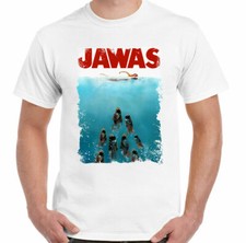 Jawas T-Shirt Mens Funny Star Wars Jaws Parody MOVIE RETRO GIFT UNISEX TOP TEE